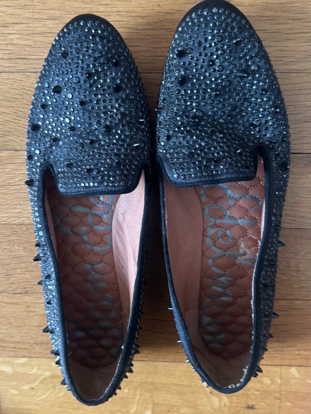 Sam Edelman Black Studded Slip-On Loafers